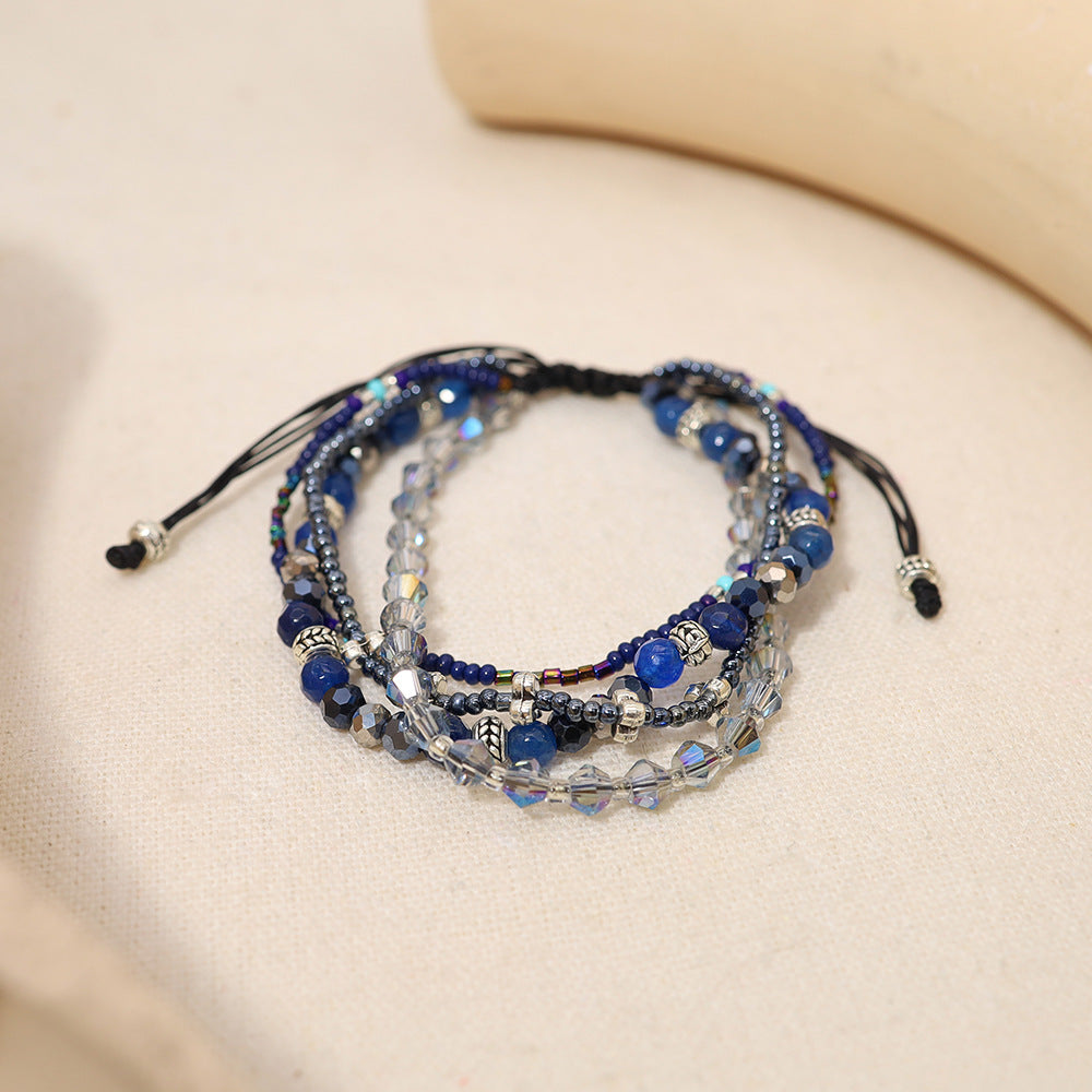 Wholesale Jewelry Bohemian Colorful Beaded Alloy Knitting Bracelets