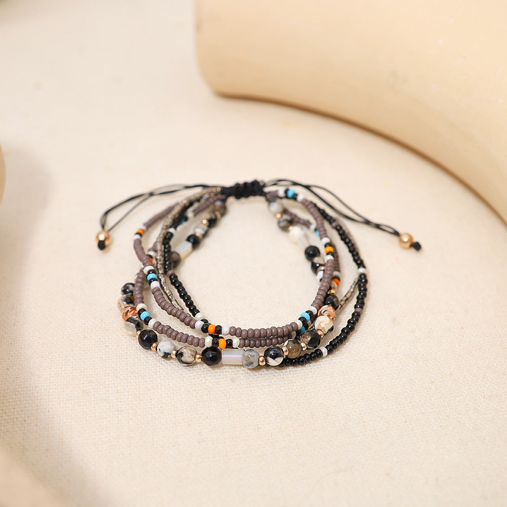 Wholesale Jewelry Bohemian Colorful Beaded Alloy Knitting Bracelets