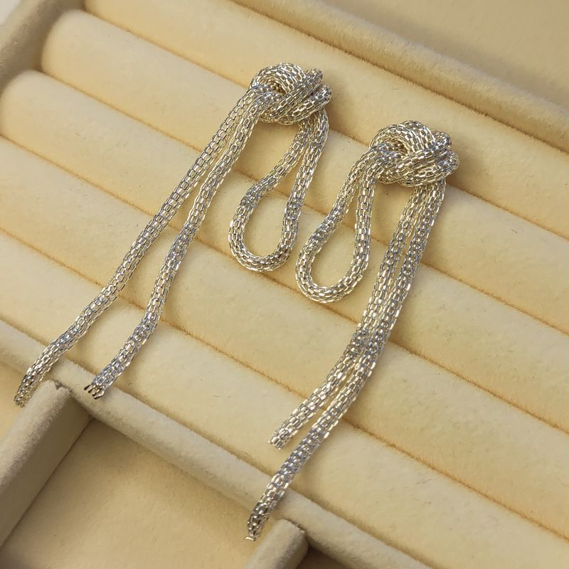 Wholesale Jewelry Casual Simple Style Tassel Knot Metal 18k Gold Plated Plating Drop Earrings