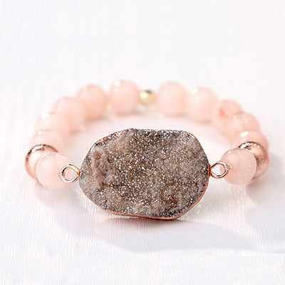 Elegant Geometric Solid Color Natural Stone Vug Stone Inlay Gem Bracelets