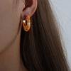 1 Pair Business Irregular Inlay Titanium Steel Agate 18k Gold Plated Earrings