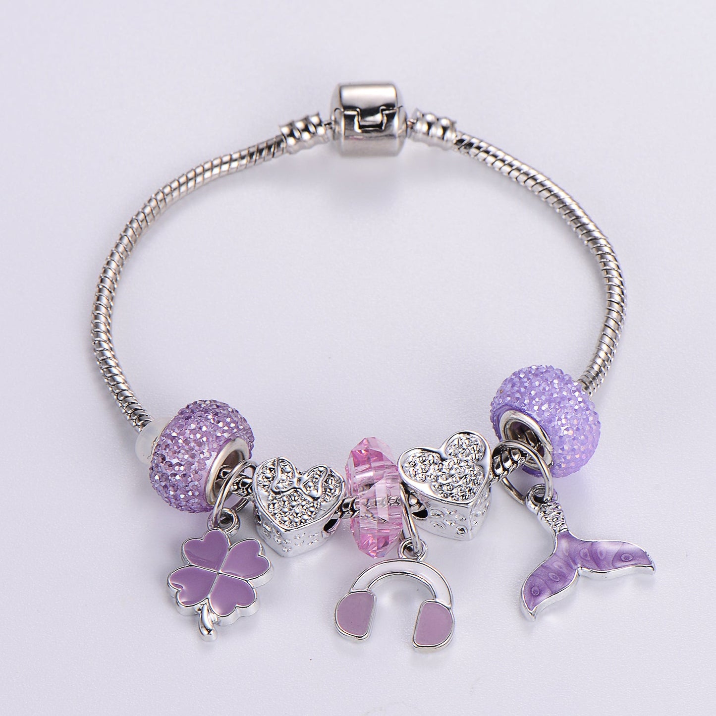 Sweet Classic Style Rabbit Heart Shape Elephant Stainless Steel Alloy Epoxy Inlay Rhinestones Bangle