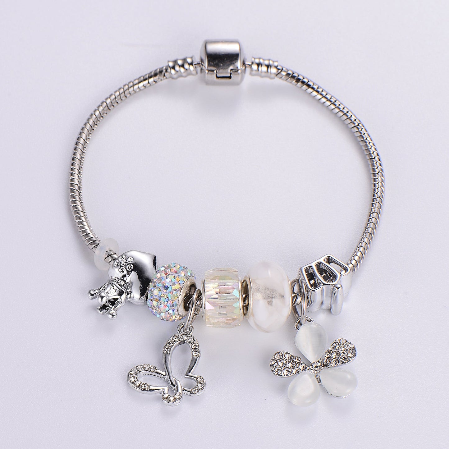 Sweet Classic Style Rabbit Heart Shape Elephant Stainless Steel Alloy Epoxy Inlay Rhinestones Bangle