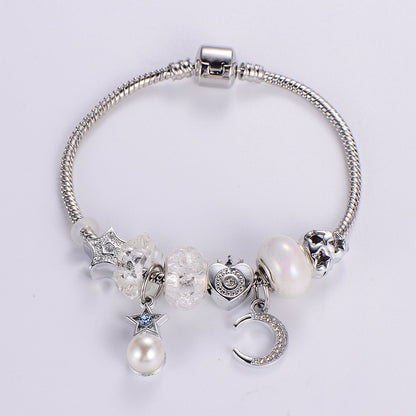 Sweet Classic Style Rabbit Heart Shape Elephant Stainless Steel Alloy Epoxy Inlay Rhinestones Bangle