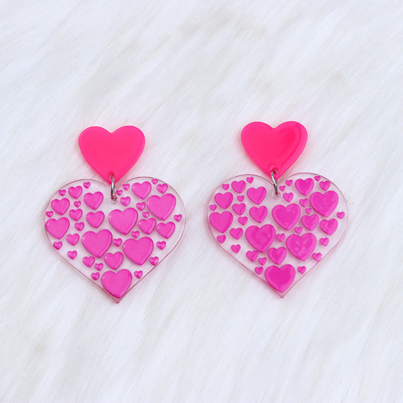 Wholesale Jewelry Sweet Heart Shape Rubik's Cube Arylic Drop Earrings