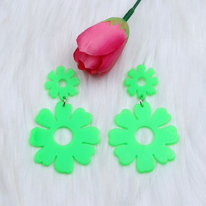 Wholesale Jewelry Cute Solid Color Flower Arylic Spray Paint Drop Earrings