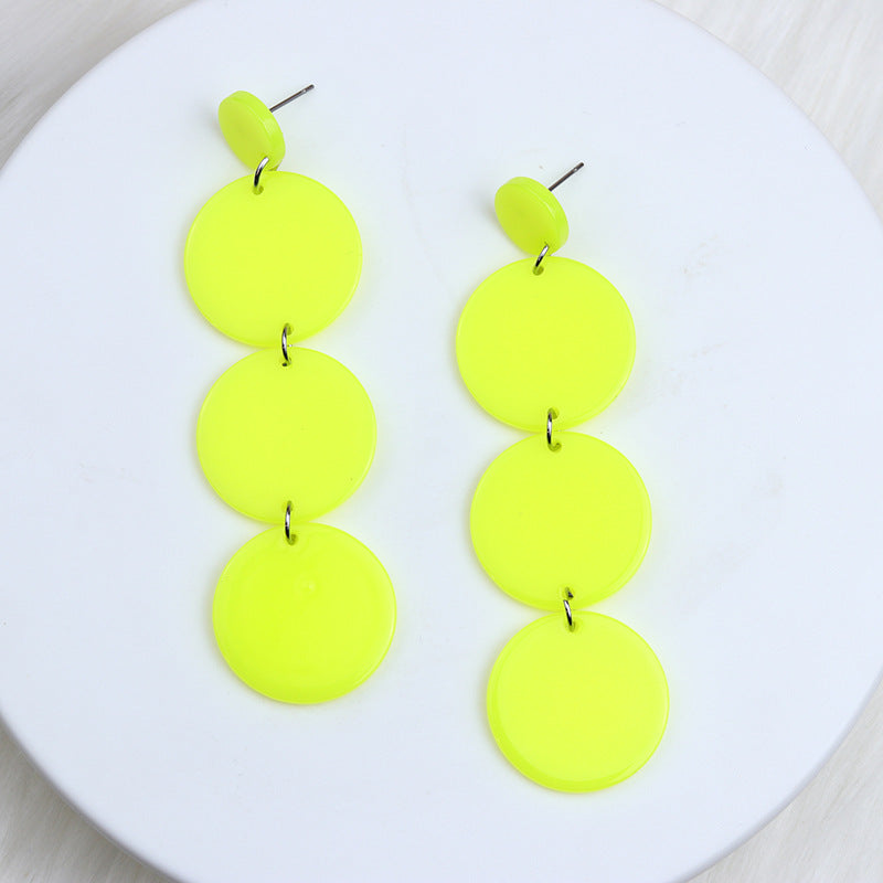 Wholesale Jewelry Simple Style Round Solid Color Arylic Patchwork Drop Earrings