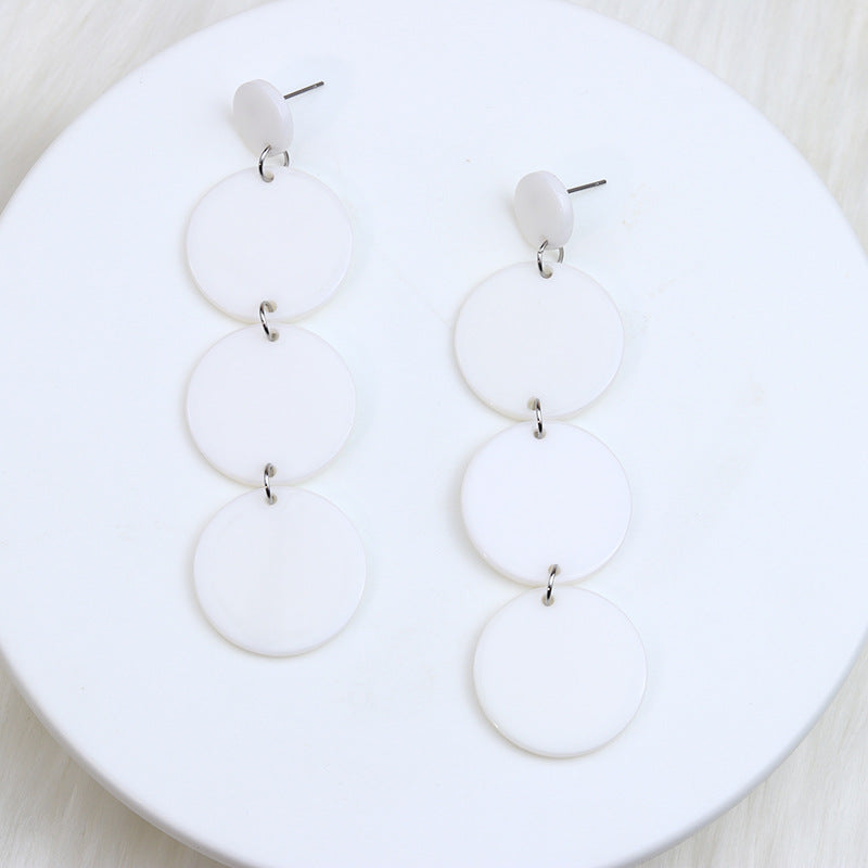 Wholesale Jewelry Simple Style Round Solid Color Arylic Patchwork Drop Earrings