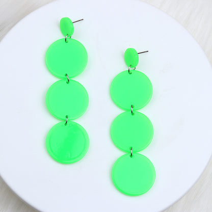 Wholesale Jewelry Simple Style Round Solid Color Arylic Patchwork Drop Earrings