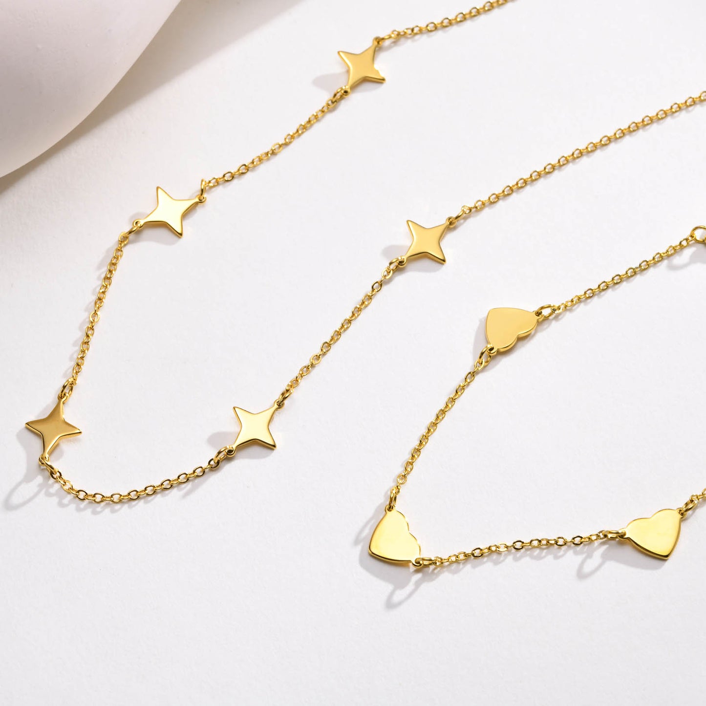 French Style Classic Style Star Heart Shape Stainless Steel Plating 18k Gold Plated Necklace