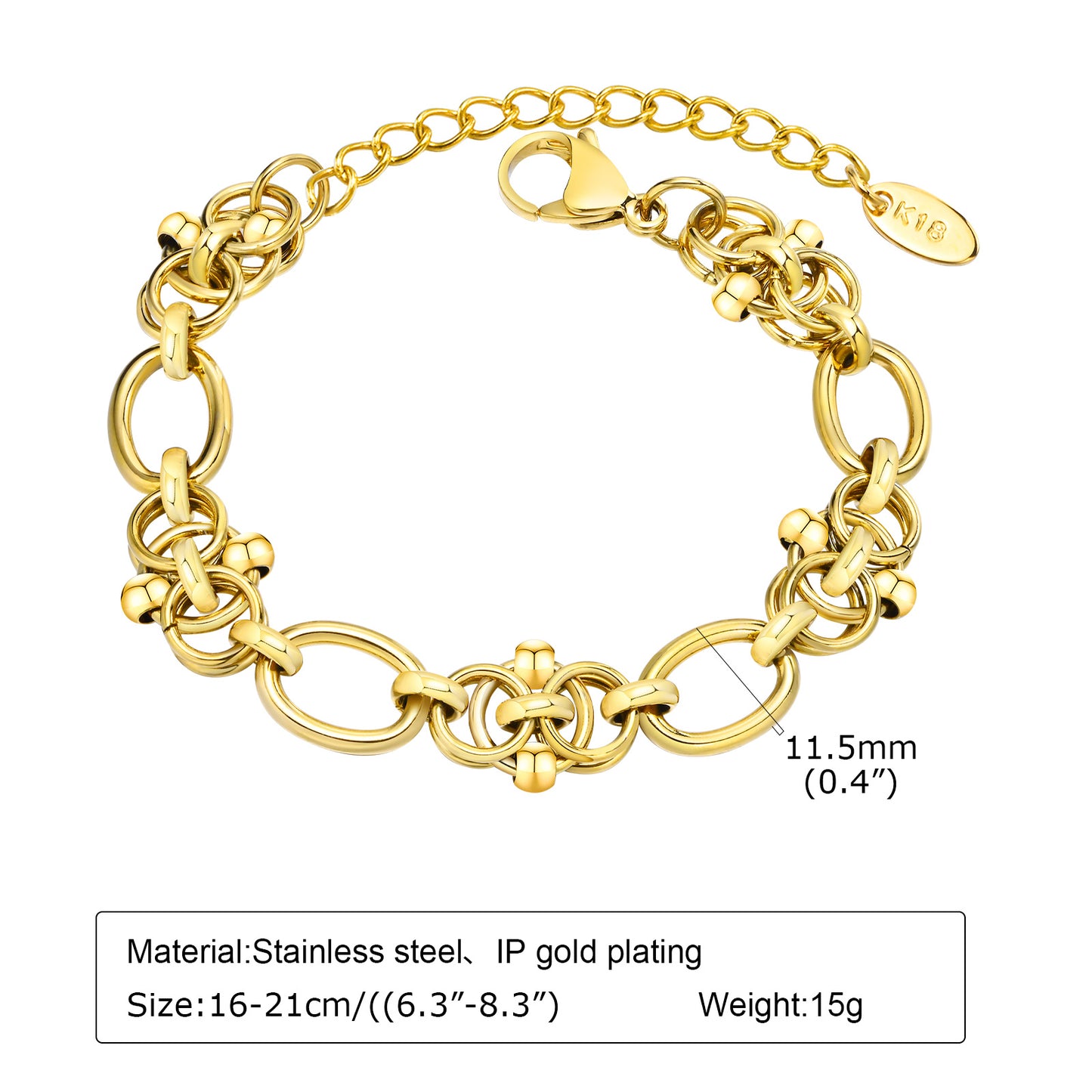 Simple Style Circle Solid Color Stainless Steel Plating Bracelets