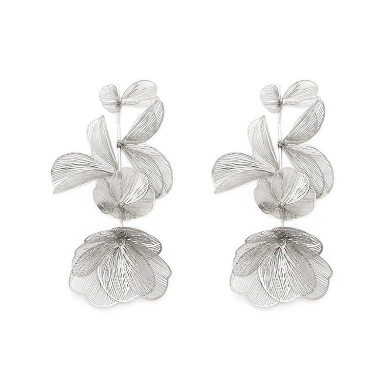 1 Pair Vintage Style Exaggerated Flower Plating Alloy Drop Earrings