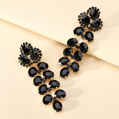 1 Pair Retro Lady Simple Style Geometric Rhinestone Plating Artificial Gemstones Women's Earrings