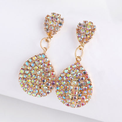 1 Pair Simple Style Water Droplets Inlay Alloy Rhinestones Drop Earrings