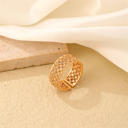 Casual Elegant Vintage Style Geometric Round Copper Plating Inlay Zircon Gold Plated Rings Bracelets