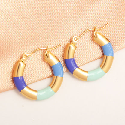 1 Pair Ig Style Simple Style Round Plating Stainless Steel Gold Plated Earrings