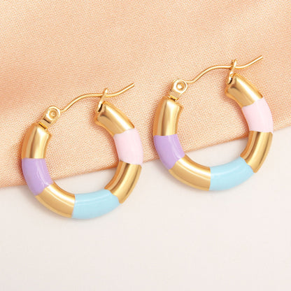 1 Pair Ig Style Simple Style Round Plating Stainless Steel Gold Plated Earrings