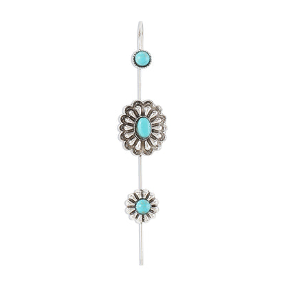 Elegant Vintage Style Streetwear Flower Three-dimensional Inlay Alloy Turquoise Ear Studs