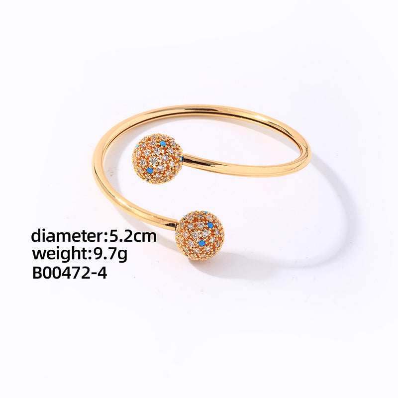 Casual Elegant Glam Geometric Round Copper Plating Inlay Zircon Gold Plated Rings Bracelets