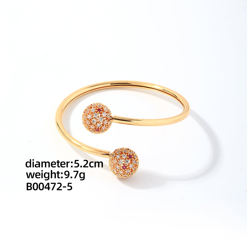 Casual Elegant Glam Geometric Round Copper Plating Inlay Zircon Gold Plated Rings Bracelets