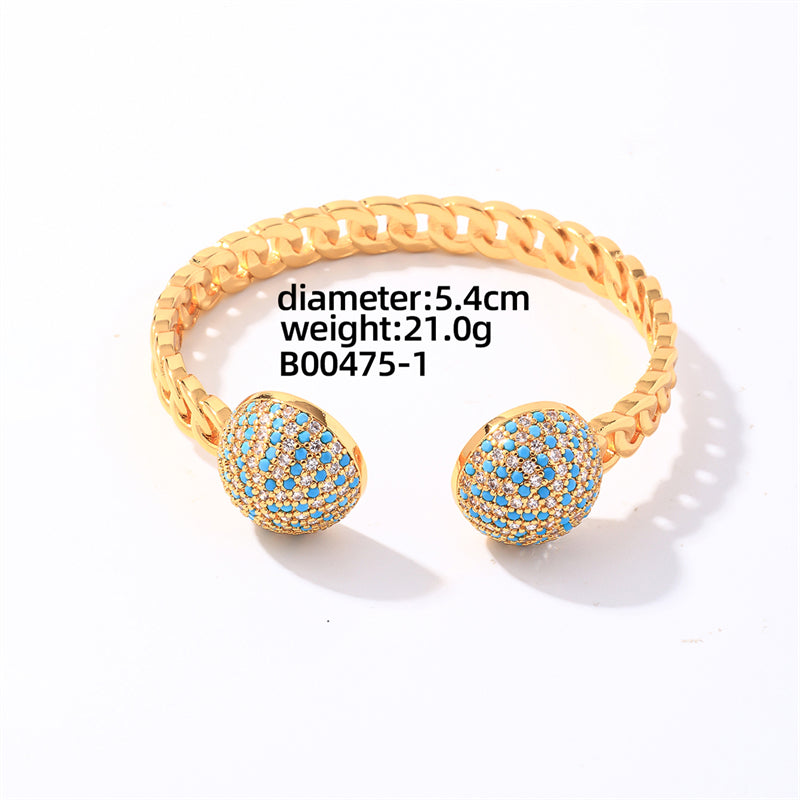 Casual Elegant Glam Geometric Round Copper Plating Inlay Zircon Gold Plated Rings Bracelets