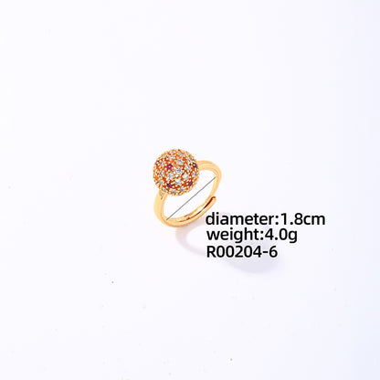 Casual Elegant Glam Geometric Round Copper Plating Inlay Zircon Gold Plated Rings Bracelets