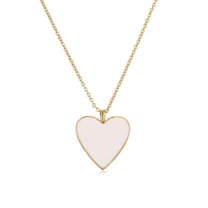 Sweet Simple Style Heart Shape Copper Enamel Plating 18k Gold Plated Pendant Necklace