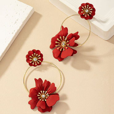 1 Pair Fairy Style Retro Korean Style Flower Plating Alloy Drop Earrings
