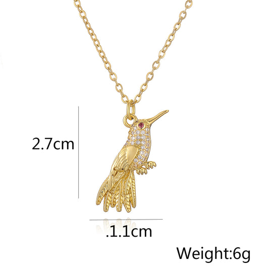 Simple Style Commute Bird Copper Plating Inlay Zircon 18k Gold Plated Pendant Necklace