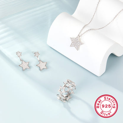 Simple Style Star Sterling Silver Plating Inlay Zircon Women's Jewelry Set