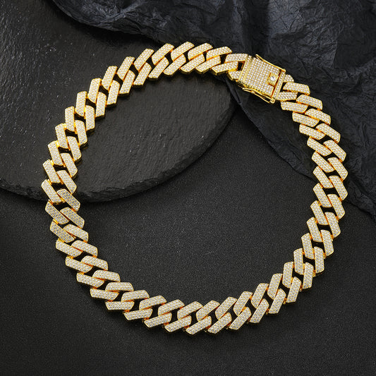 Hip-hop Punk Necklace Alloy Plating Inlay Rhinestones Gold Plated Men's Necklace