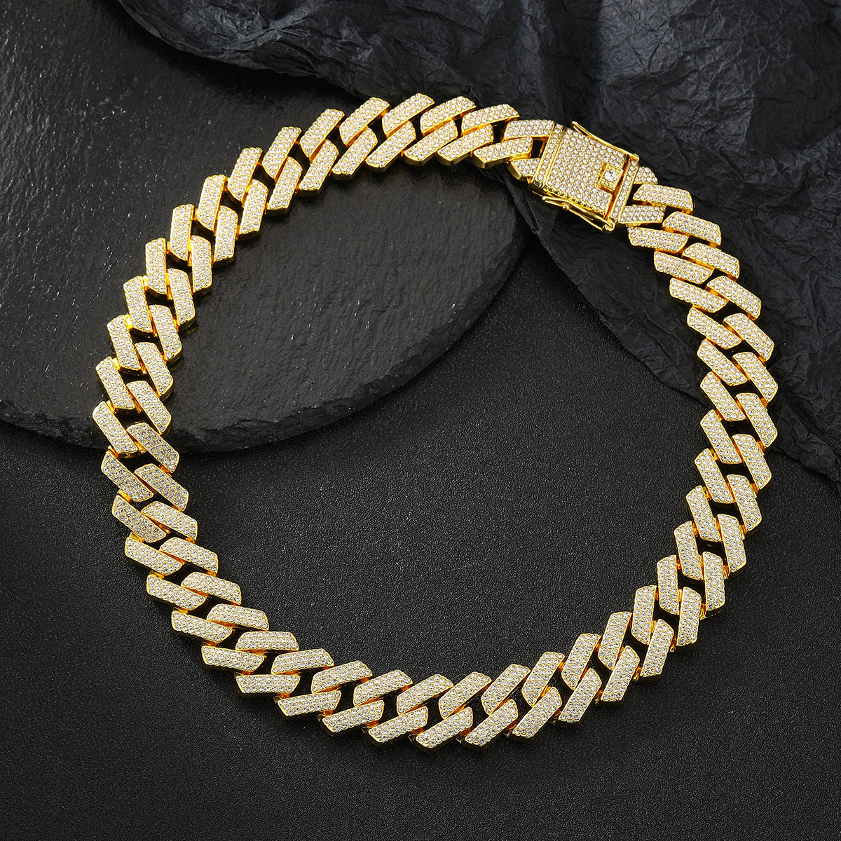 Hip-hop Punk Necklace Alloy Plating Inlay Rhinestones Gold Plated Men's Necklace