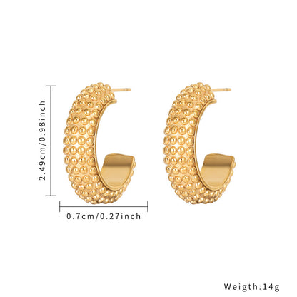 1 Piece Simple Style Solid Color Plating Inlay Stainless Steel Zircon Gold Plated Earrings