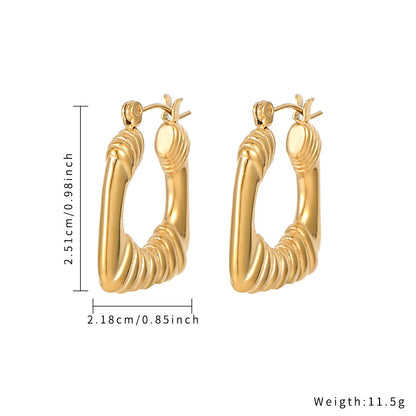 1 Piece Simple Style Solid Color Plating Inlay Stainless Steel Zircon Gold Plated Earrings