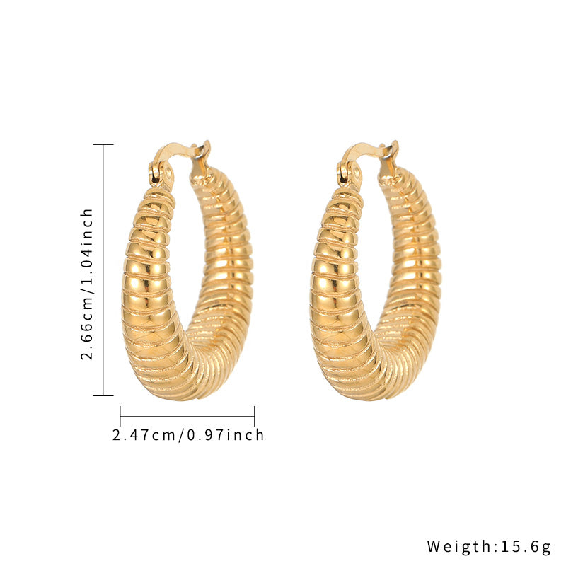 1 Piece Simple Style Solid Color Plating Inlay Stainless Steel Zircon Gold Plated Earrings