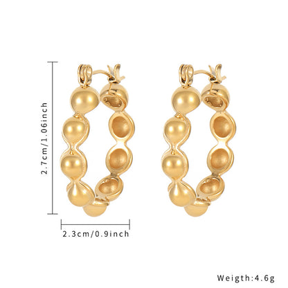 1 Piece Simple Style Solid Color Plating Inlay Stainless Steel Zircon Gold Plated Earrings