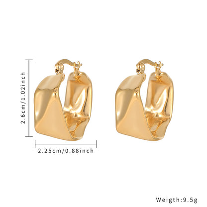 1 Piece Simple Style Solid Color Plating Inlay Stainless Steel Zircon Gold Plated Earrings