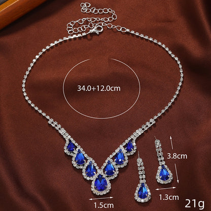 Elegant Water Droplets Alloy Inlay Artificial Diamond Women's Earrings Necklace