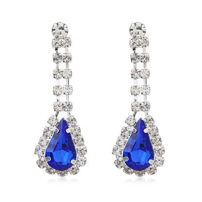 Elegant Water Droplets Alloy Inlay Artificial Diamond Women's Earrings Necklace