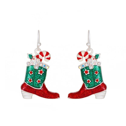 1 Pair Ethnic Style Christmas Socks Enamel Plating Alloy Drop Earrings