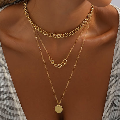 Casual Round Copper Gold Plated Layered Necklaces In Bulk