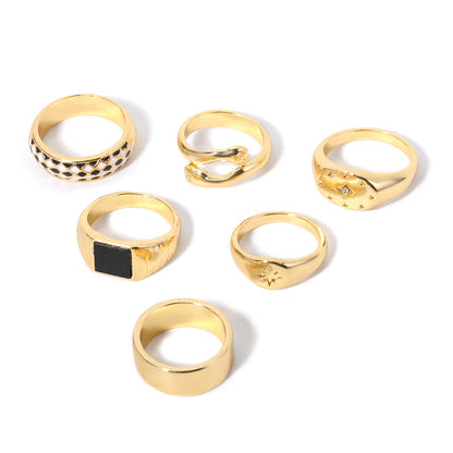 Vintage Style Roman Style Round Alloy Enamel Women's Rings