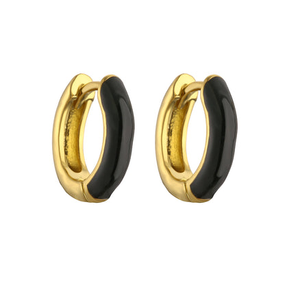 1 Pair Elegant C Shape Enamel Copper 18k Gold Plated Earrings