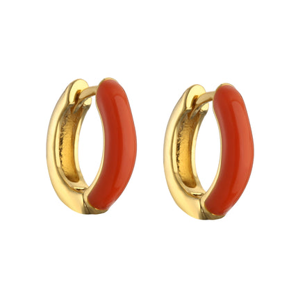 1 Pair Elegant C Shape Enamel Copper 18k Gold Plated Earrings