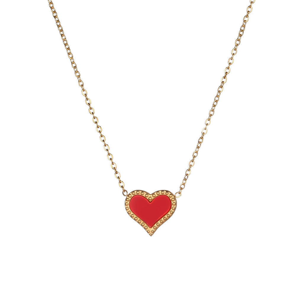 Simple Style Heart Shape Titanium Steel Gold Plated Pendant Necklace In Bulk