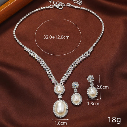 Elegant Wedding Bridal Solid Color Flower Alloy Inlay Artificial Pearls Artificial Diamond Women's Jewelry Set