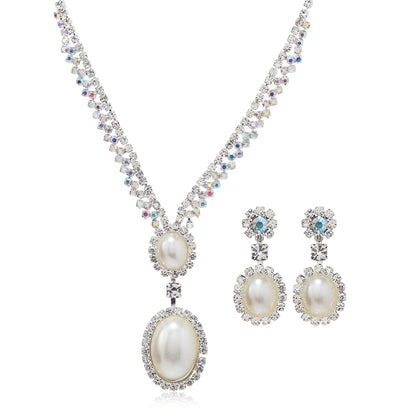 Elegant Wedding Bridal Solid Color Flower Alloy Inlay Artificial Pearls Artificial Diamond Women's Jewelry Set