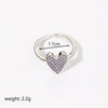 Commute Heart Shape Copper Metal Inlay Zircon Open Rings