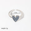 Commute Heart Shape Copper Metal Inlay Zircon Open Rings