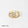 Elegant Lady Heart Shape Crown Copper Inlay Zircon Open Rings